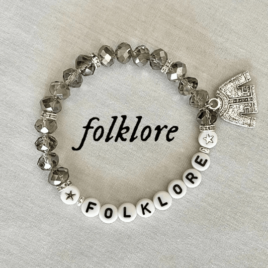 Bracelet with 'folklore' beads on a light gray background